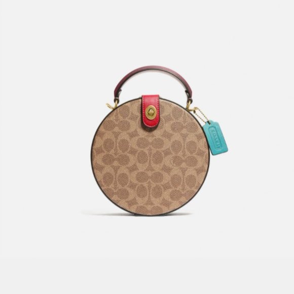 Coach Circle Lunar New Year Circle Bag In Signature Canvas Colorblock Ox Leather - Picture 2 of 12